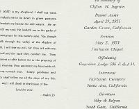  Funeral program for Clifton H. Ingram, husband to Esther Speed.